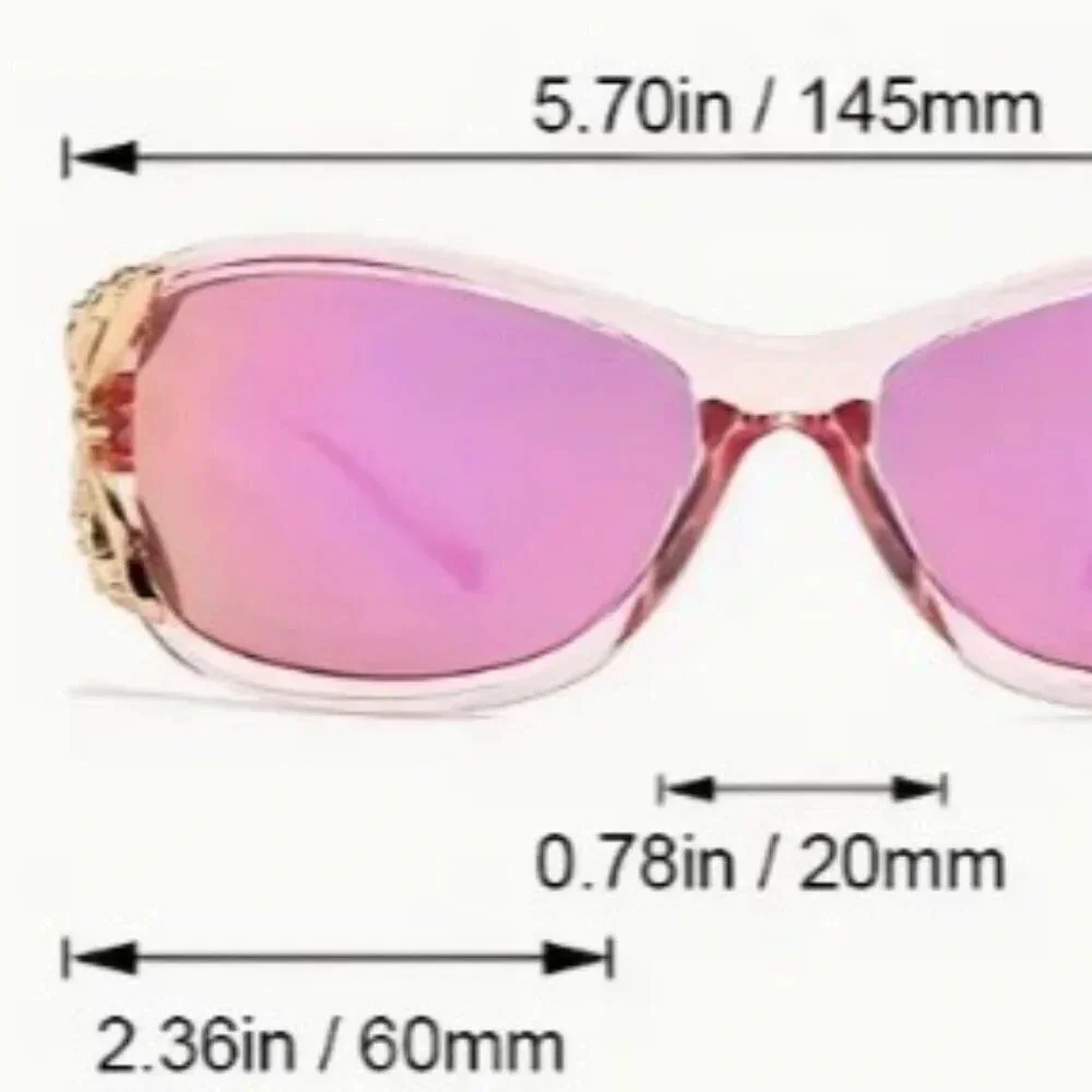Y2K-inspired Pink Polarized Butterfly Sunglasses Vintage Wrap Around Sunshades